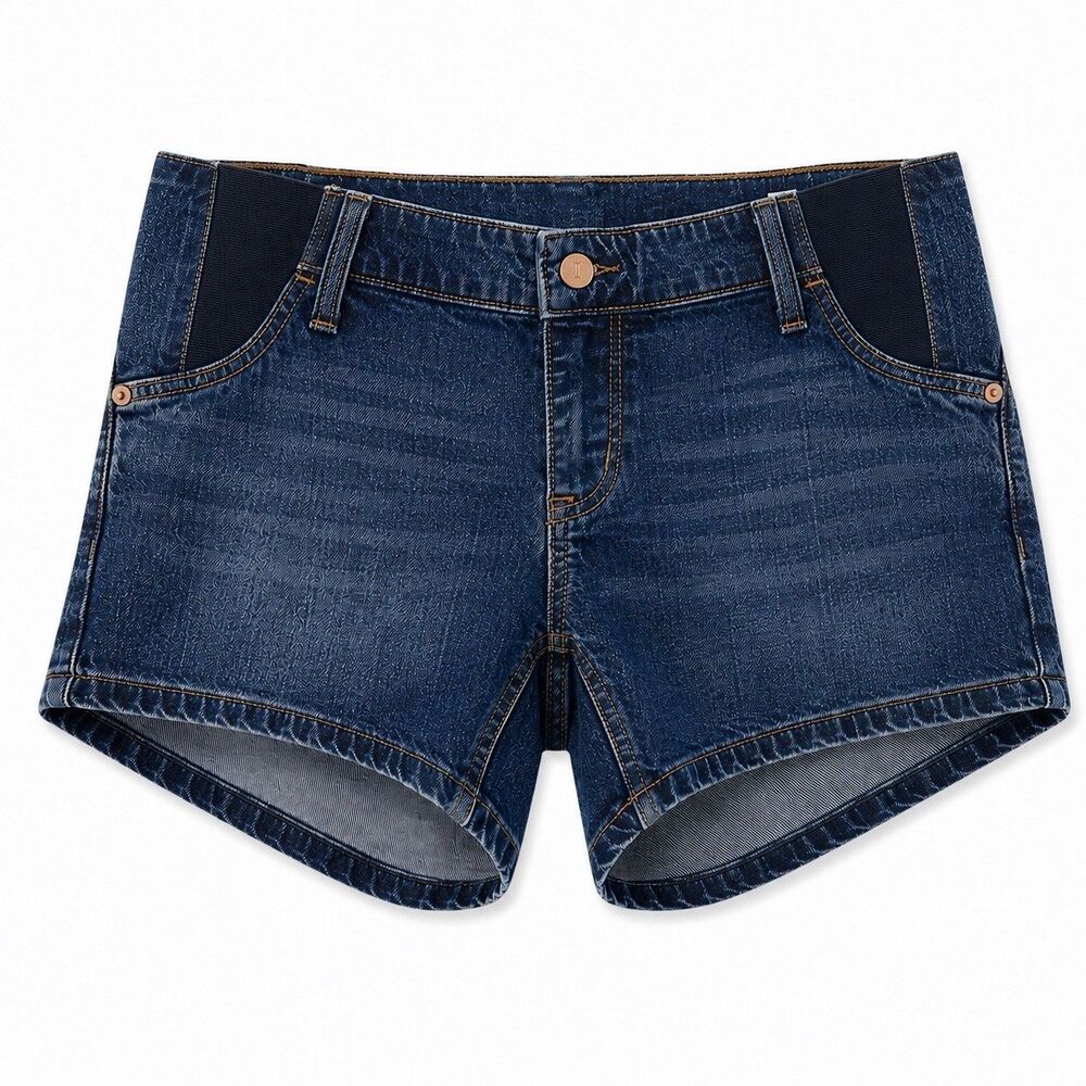 Ingrid & Isabel Maternity Size 4 Midi Denim Shorts Medium Wash Blue NWT